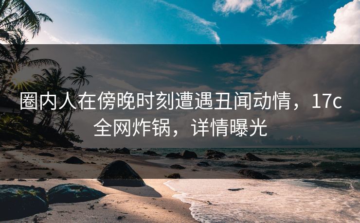 圈内人在傍晚时刻遭遇丑闻动情，17c全网炸锅，详情曝光