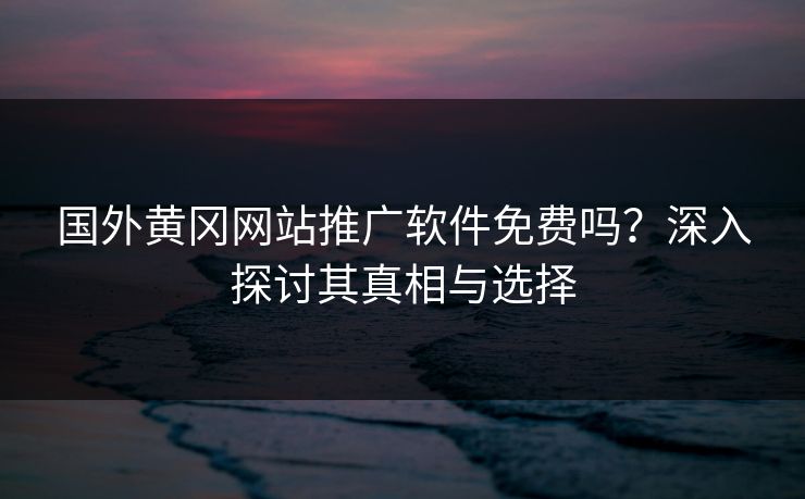 国外黄冈网站推广软件免费吗？深入探讨其真相与选择