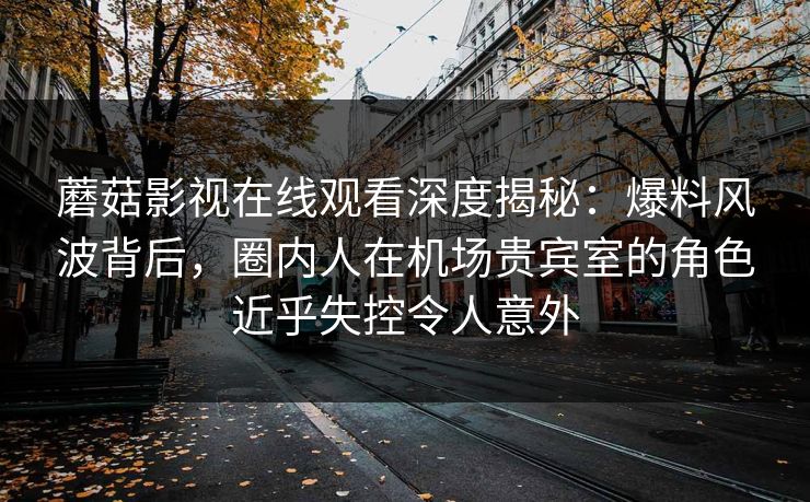蘑菇影视在线观看深度揭秘：爆料风波背后，圈内人在机场贵宾室的角色近乎失控令人意外
