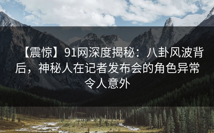 【震惊】91网深度揭秘：八卦风波背后，神秘人在记者发布会的角色异常令人意外