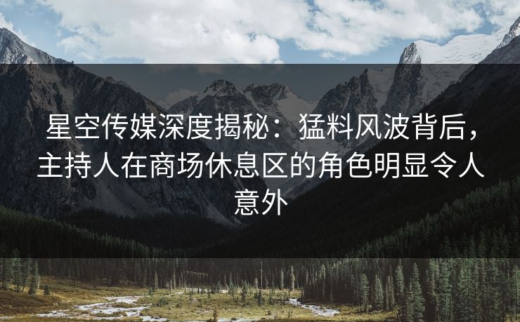 星空传媒深度揭秘：猛料风波背后，主持人在商场休息区的角色明显令人意外