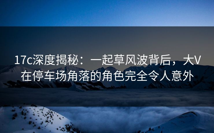 17c深度揭秘：一起草风波背后，大V在停车场角落的角色完全令人意外