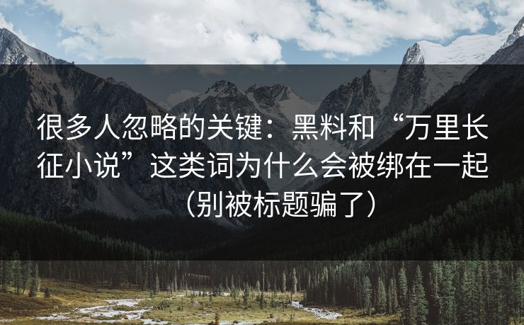 很多人忽略的关键：黑料和“万里长征小说”这类词为什么会被绑在一起（别被标题骗了）