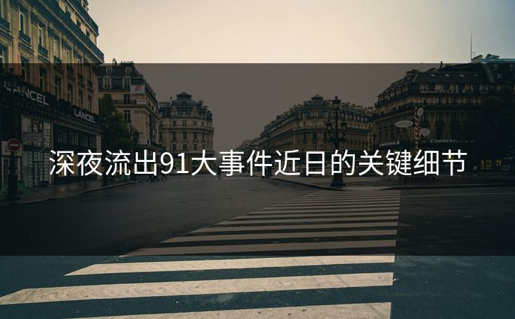 深夜流出91大事件近日的关键细节