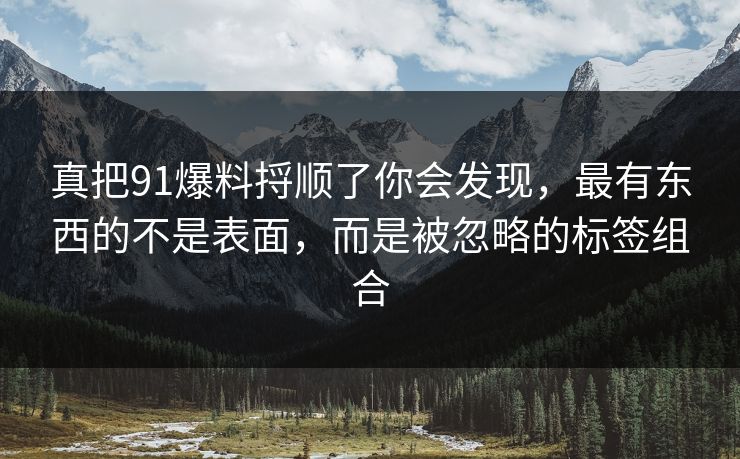 真把91爆料捋顺了你会发现，最有东西的不是表面，而是被忽略的标签组合